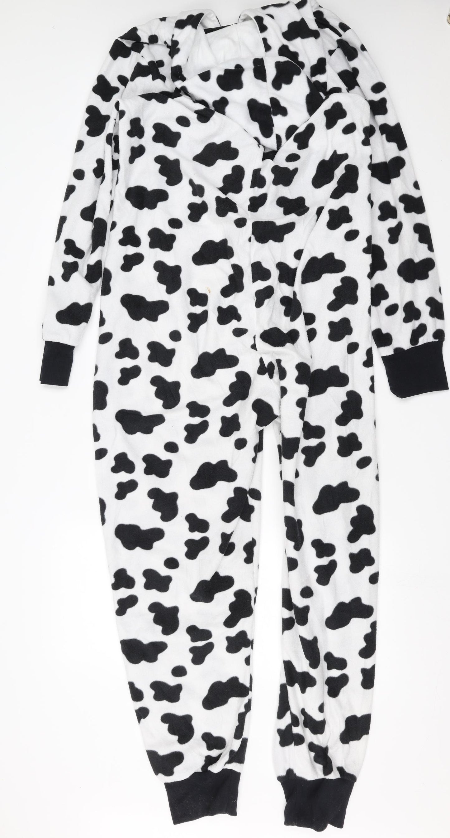 F&F Womens White Animal Print Fleece Top One Piece Size 16  - cow print onesie