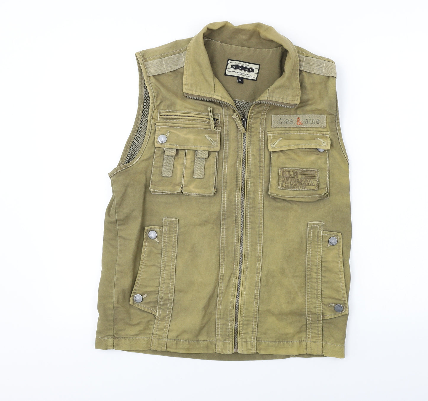 k.l.n.u Mens Green   Gilet Coat Size M