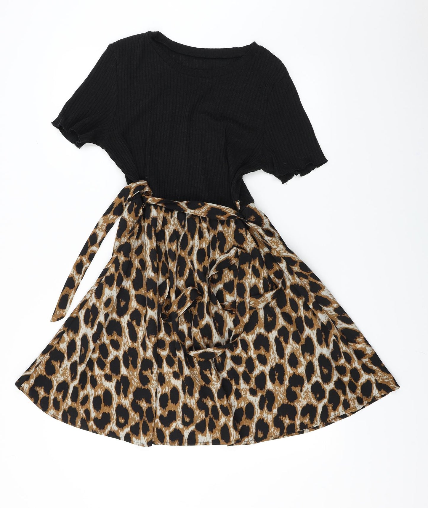 SheIn  Womens Black Animal Print  A-Line  Size L