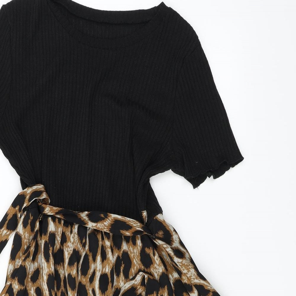 SheIn  Womens Black Animal Print  A-Line  Size L