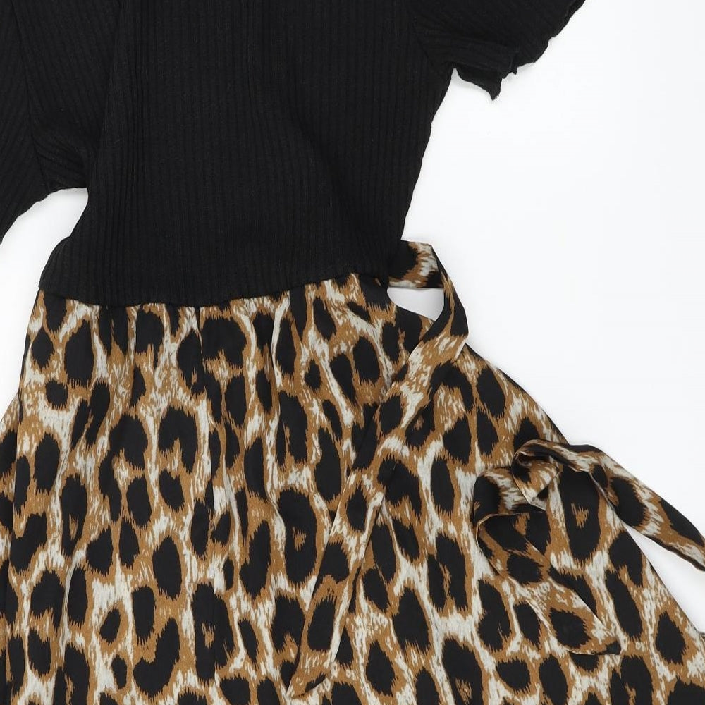 SheIn  Womens Black Animal Print  A-Line  Size L