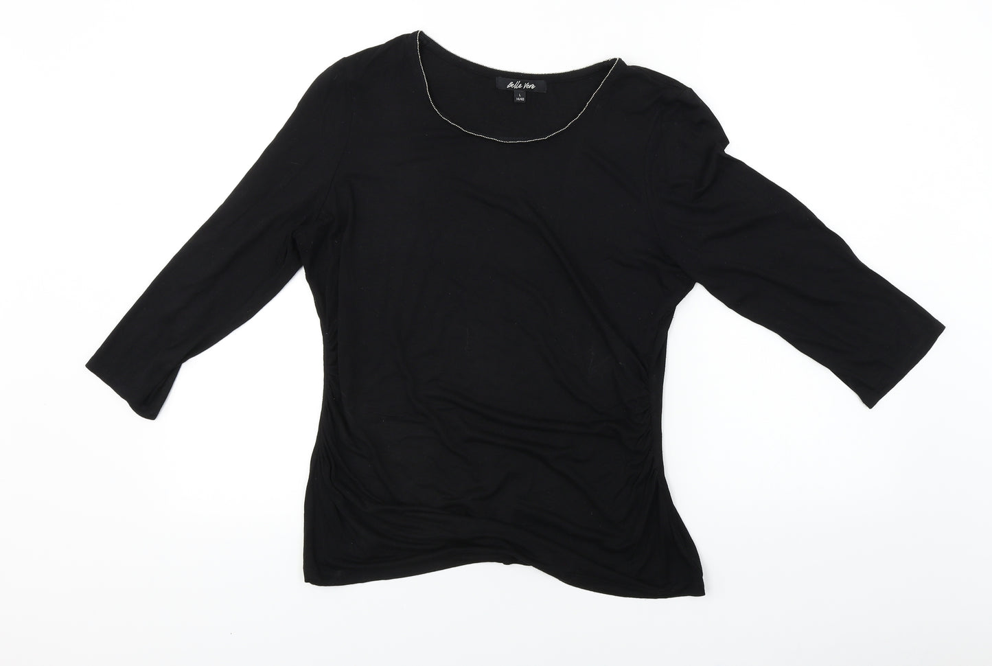 Belle Vere  Womens Black  Rayon Basic T-Shirt Size L