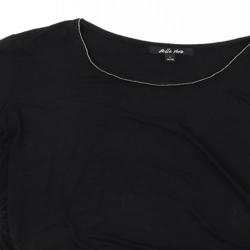 Belle Vere  Womens Black  Rayon Basic T-Shirt Size L