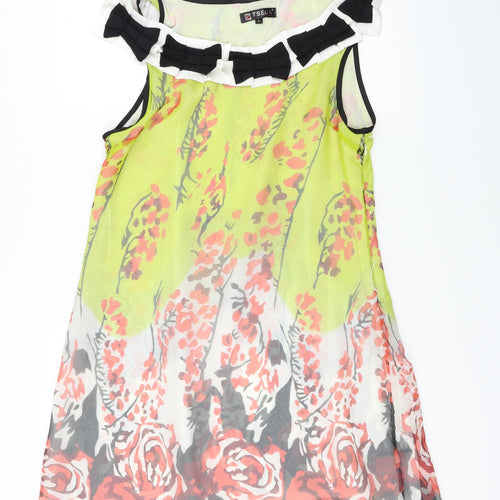 Tsega  Womens Yellow Floral  A-Line  Size L
