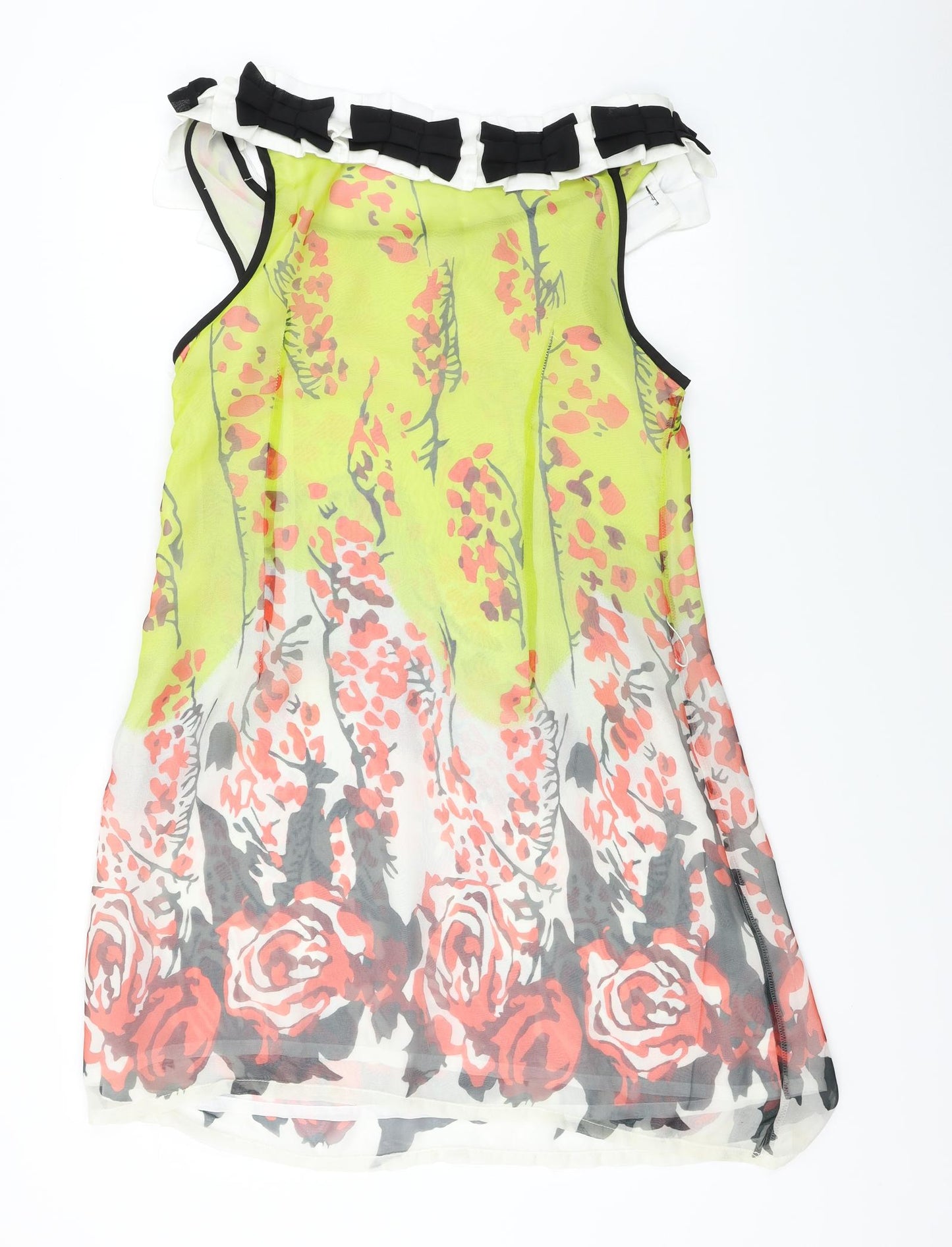 Tsega  Womens Yellow Floral  A-Line  Size L