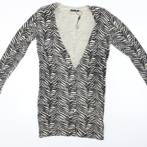 Initial  Womens Black Animal Print  Cardigan Jumper Size L
