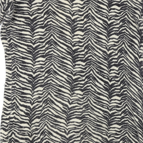 Initial  Womens Black Animal Print  Cardigan Jumper Size L
