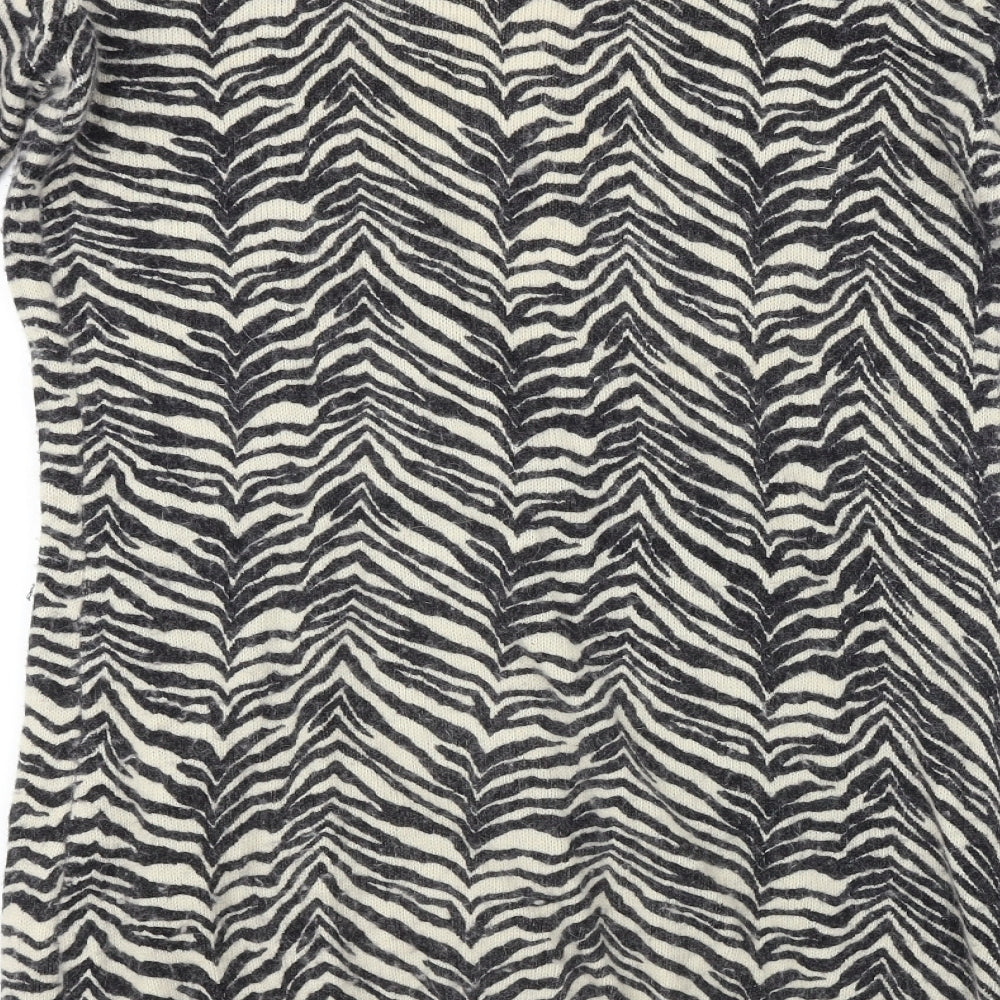 Initial  Womens Black Animal Print  Cardigan Jumper Size L