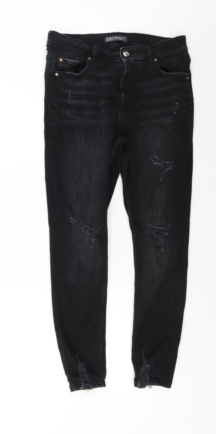 DENIM Womens Black Straight Jeans Size 8 L25 in