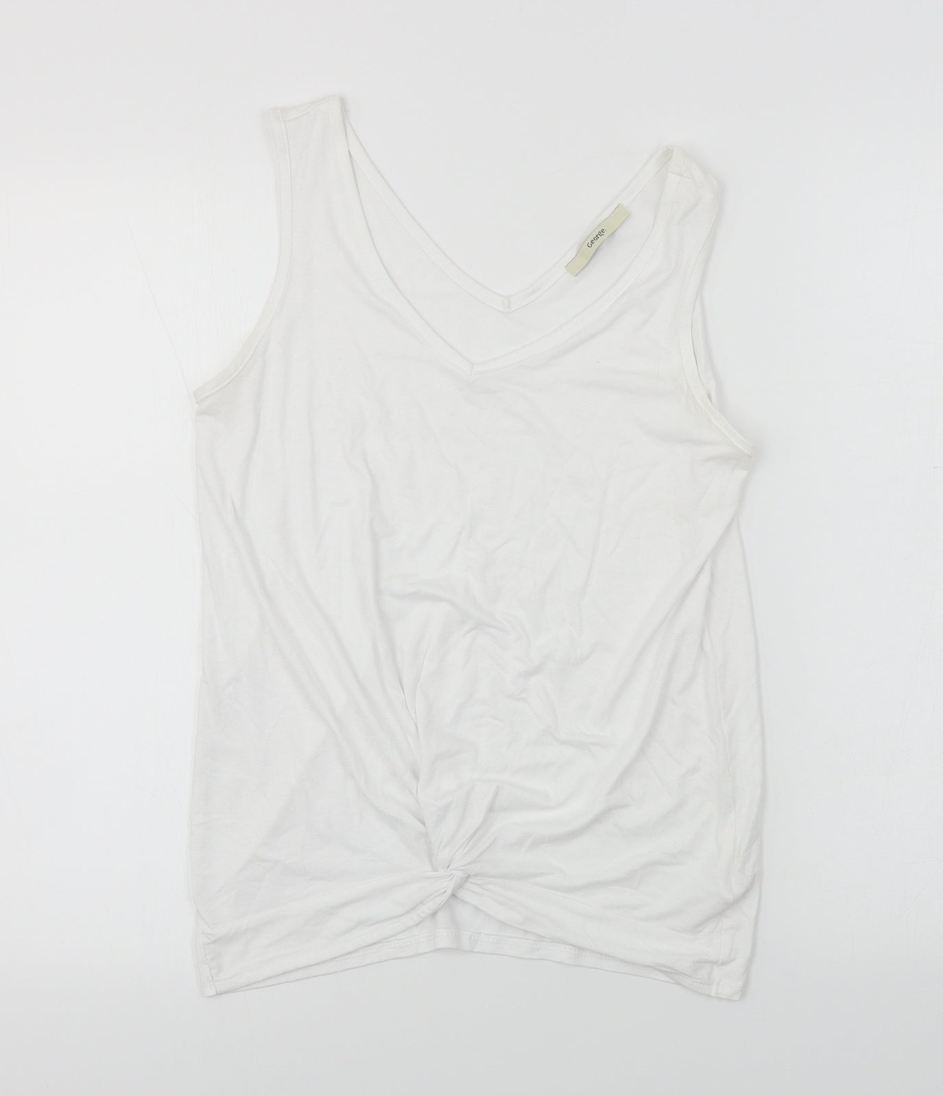 George  Womens White   Basic T-Shirt Size 8