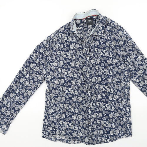 Burton Mens Blue Floral   Button-Up Size M