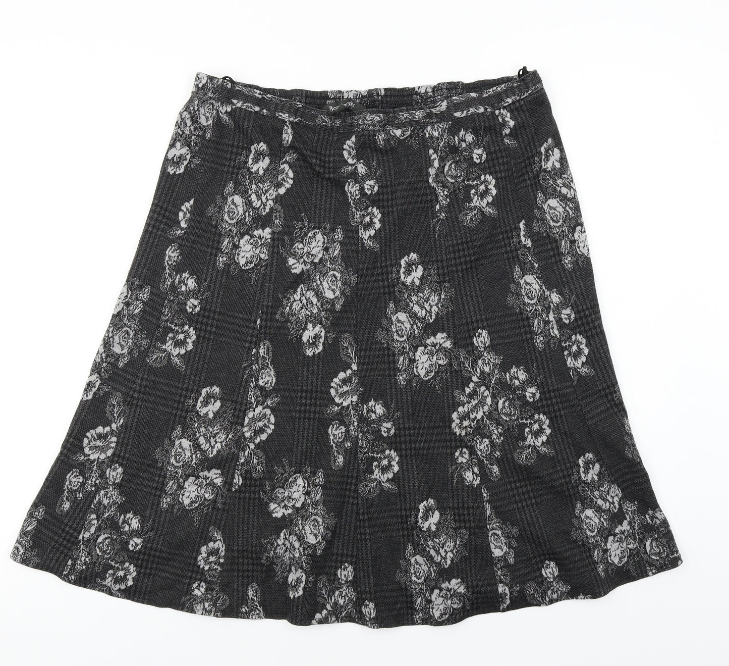Bonmarché  Womens Grey Floral  A-Line Skirt Size 16