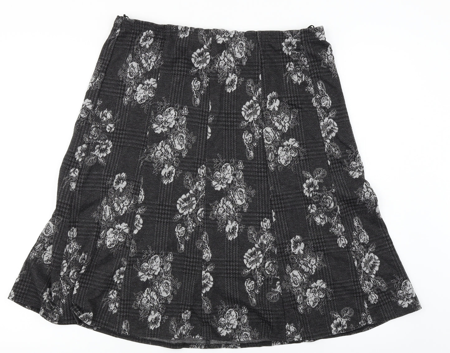 Bonmarché  Womens Grey Floral  A-Line Skirt Size 16