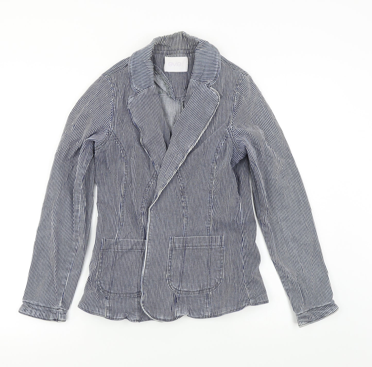 EVIE      Womens Blue Striped  Jacket Coat Size 10