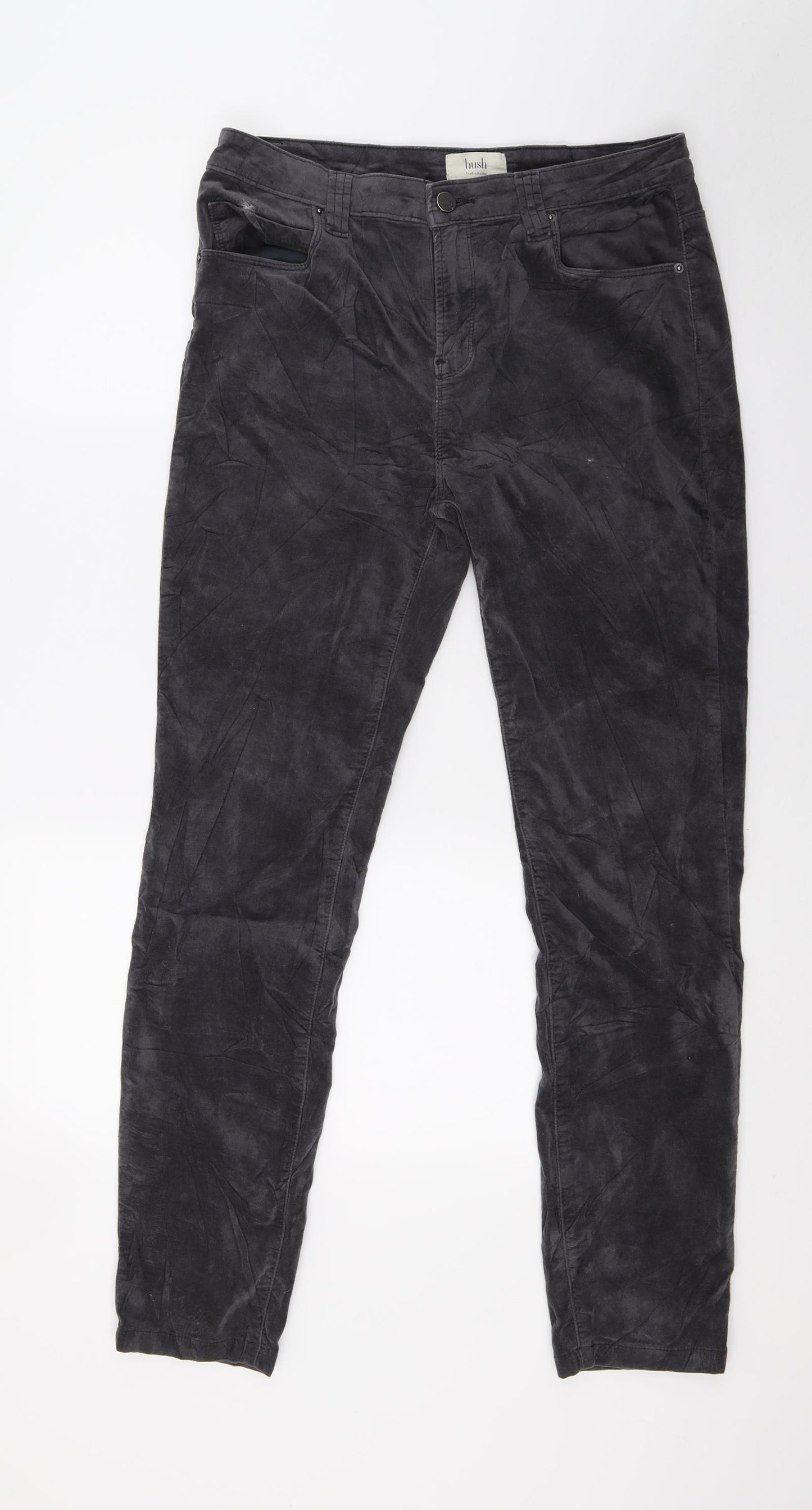 Hush Womens Black  Velour Mom Jeans Size 12 L27 in