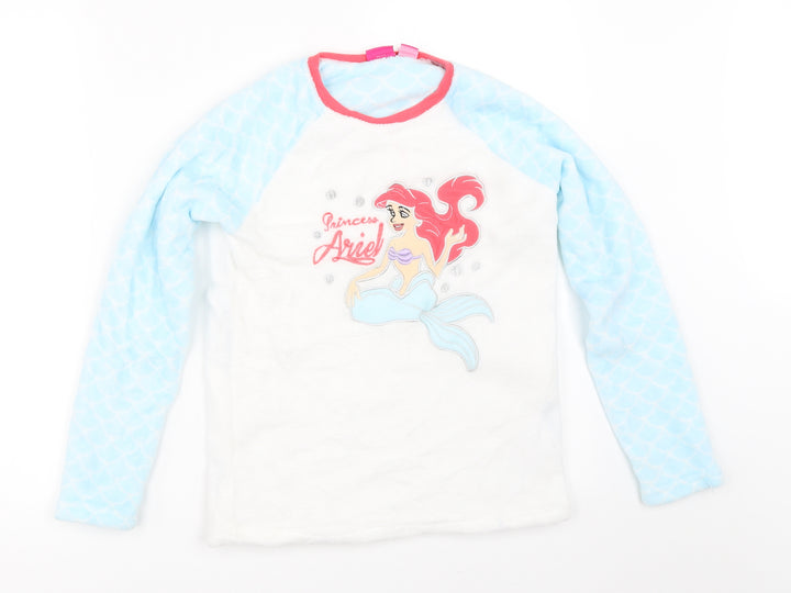 Disney Girls White Solid Top Pyjama Top Size 10-11 Years - The Little Mermaid