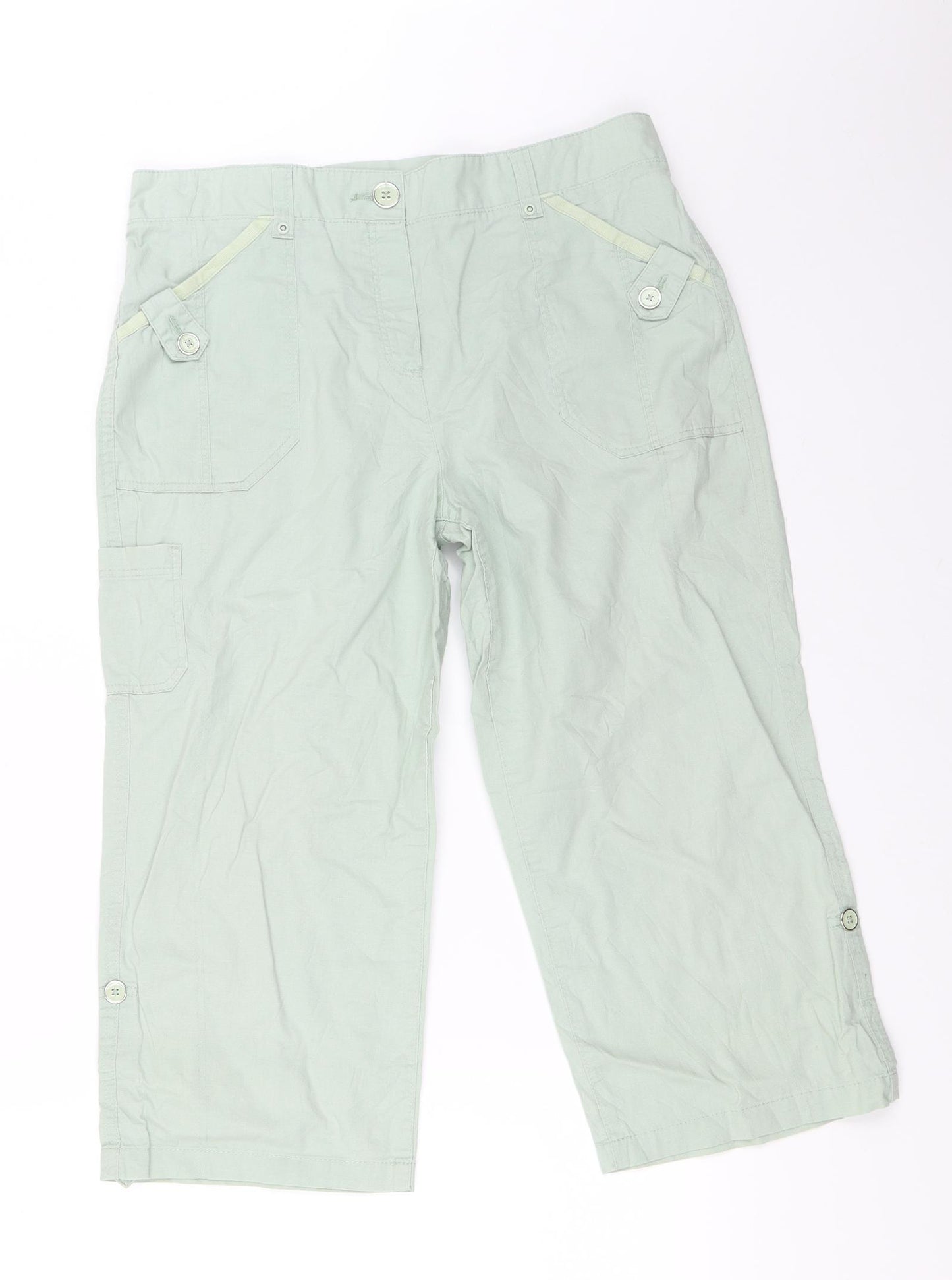 BHS Womens Green   Cropped Trousers Size 12 L20 in