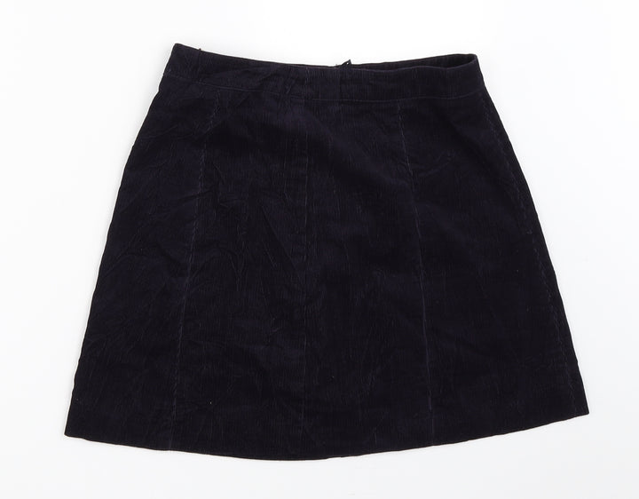 H&M Womens Blue Corduroy A-Line Skirt Size 8