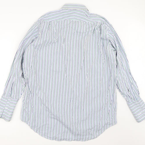 James Meade Mens White Striped   Button-Up Size 17.5