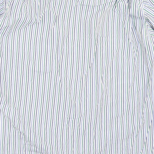 James Meade Mens White Striped   Button-Up Size 17.5