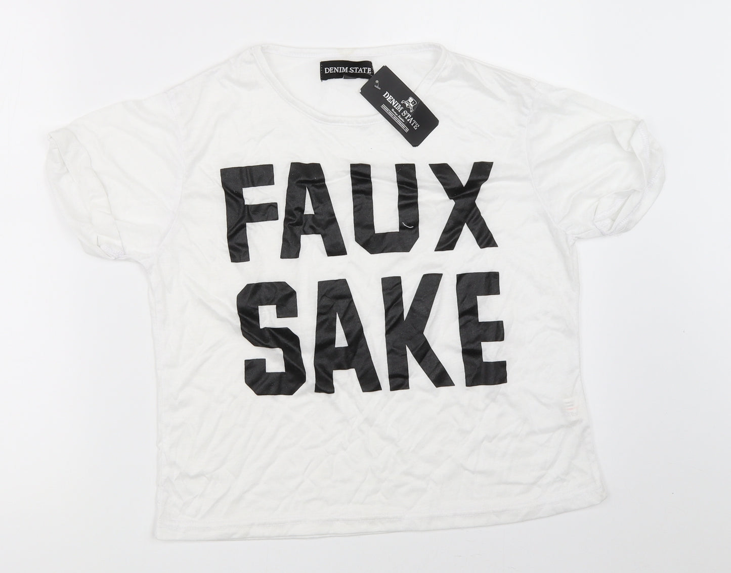 Denim State Womens White   Basic T-Shirt Size L