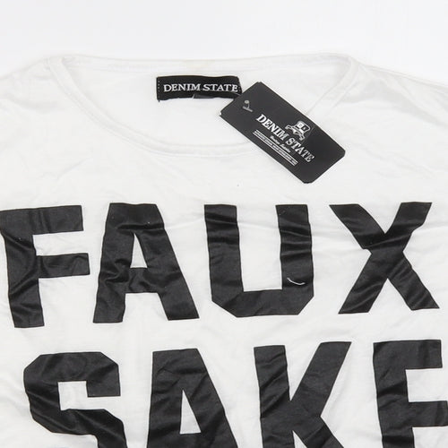 Denim State Womens White   Basic T-Shirt Size L