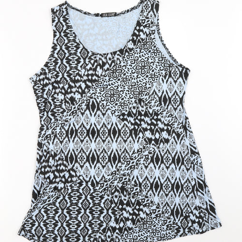 Local Legend Womens Blue Geometric  Basic Tank Size 40