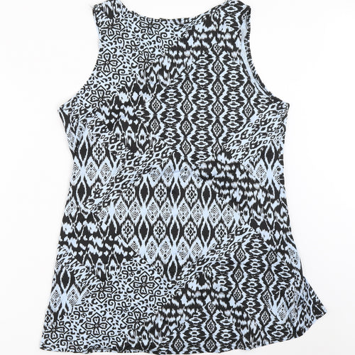 Local Legend Womens Blue Geometric  Basic Tank Size 40