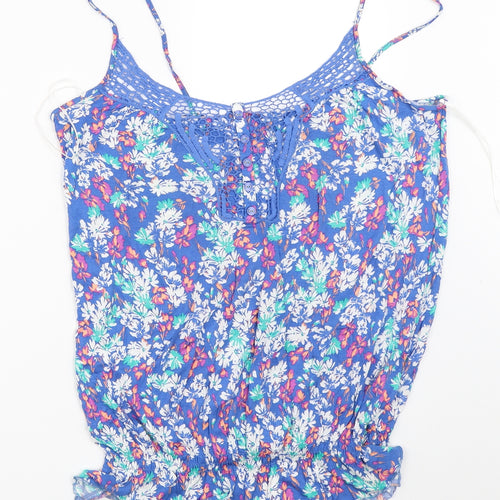 F&F Womens Blue Floral  Camisole Blouse Size 10