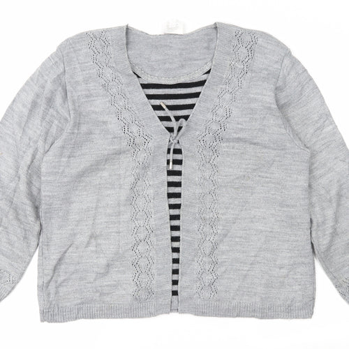 Florida Womens Grey Striped  Pullover Jumper Size M