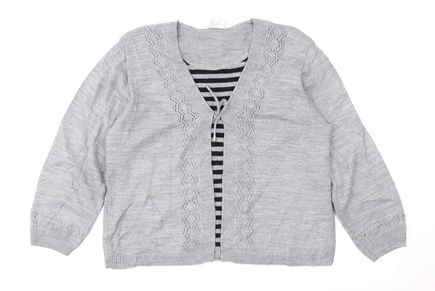 Florida Womens Grey Striped  Pullover Jumper Size M