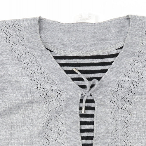 Florida Womens Grey Striped  Pullover Jumper Size M