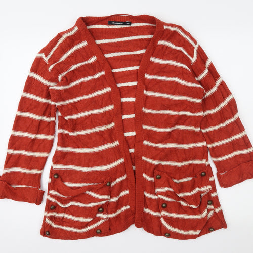 Dreams Womens Brown Striped  Cardigan Jumper Size M