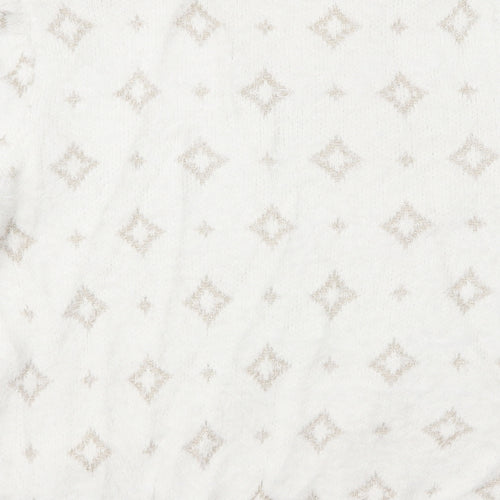 Lindex Womens White Geometric  Pullover Jumper Size M