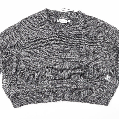 New Look Womens Silver   Pullover Jumper Size 10  - Cropped