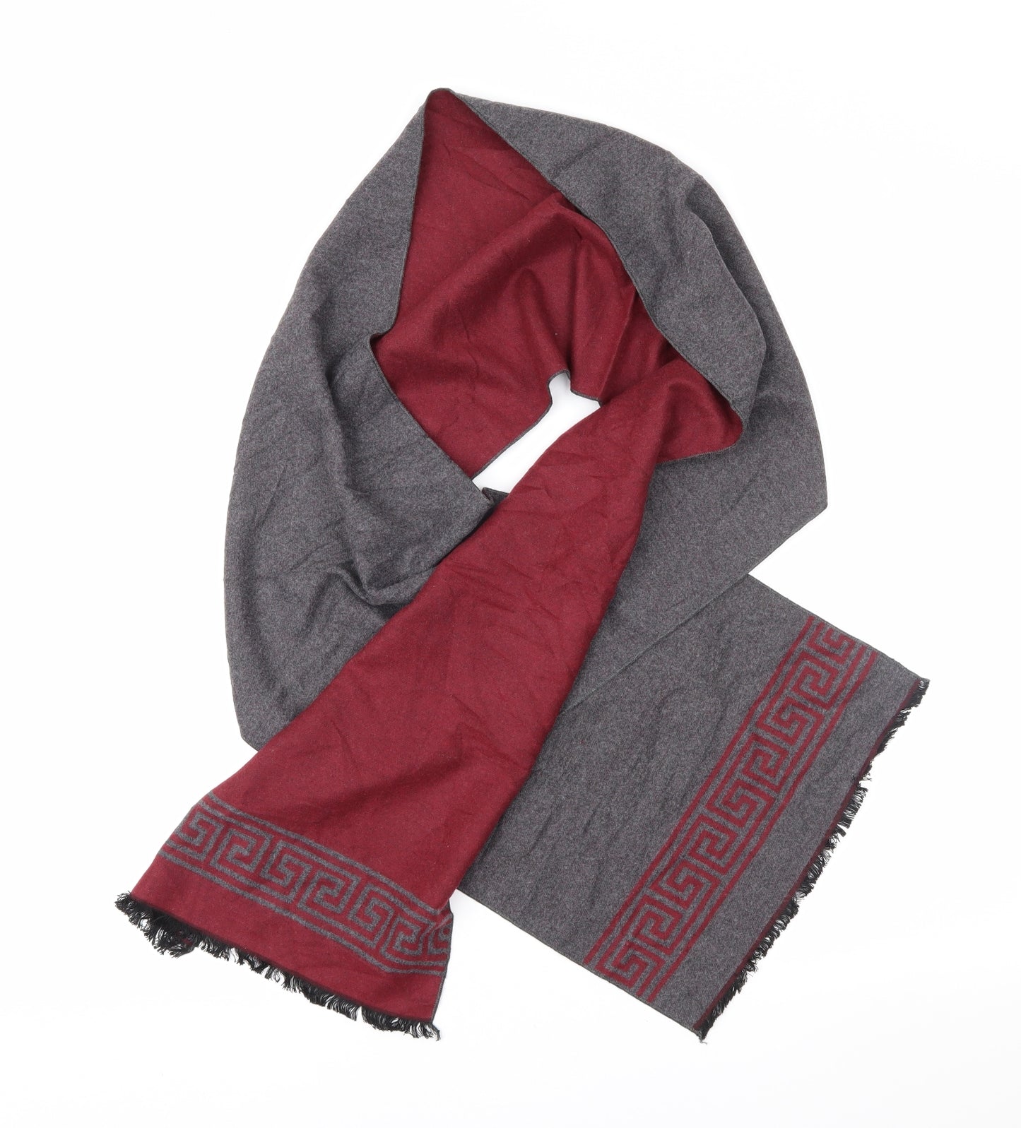 Preworn Womens Grey Geometric   Scarf   - Grey or Red