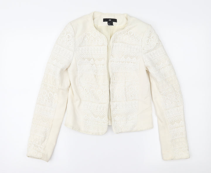 H&M Womens Ivory Geometric  Jacket  Size 4