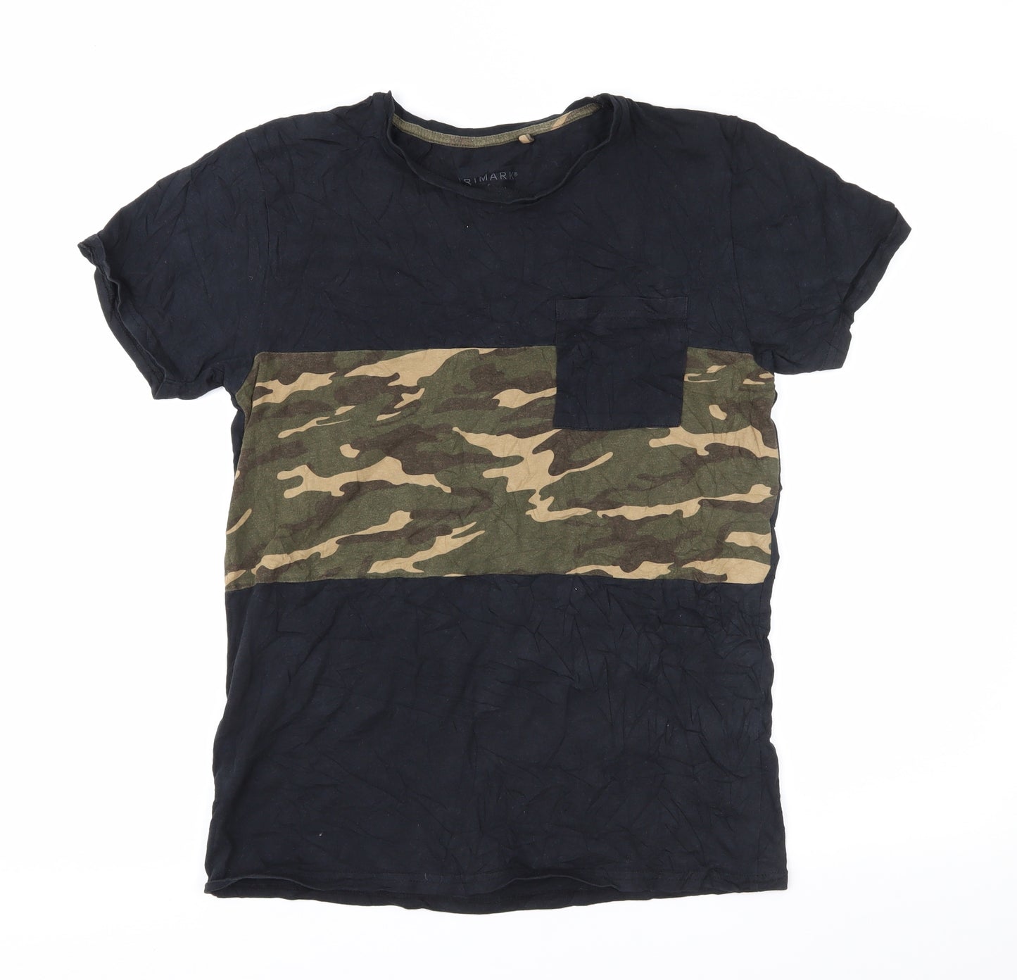 Primark Mens Black Camouflage   T-Shirt Size S
