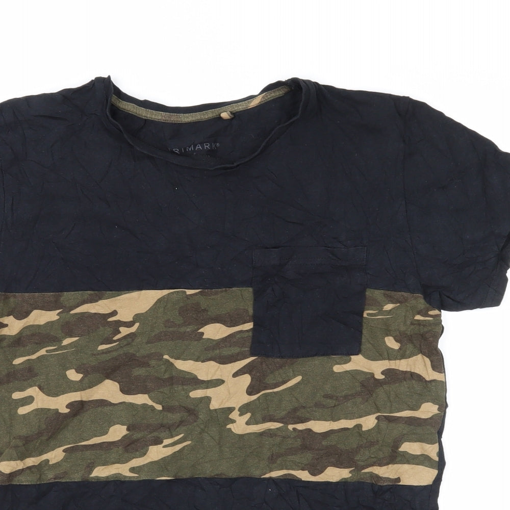Primark Mens Black Camouflage   T-Shirt Size S