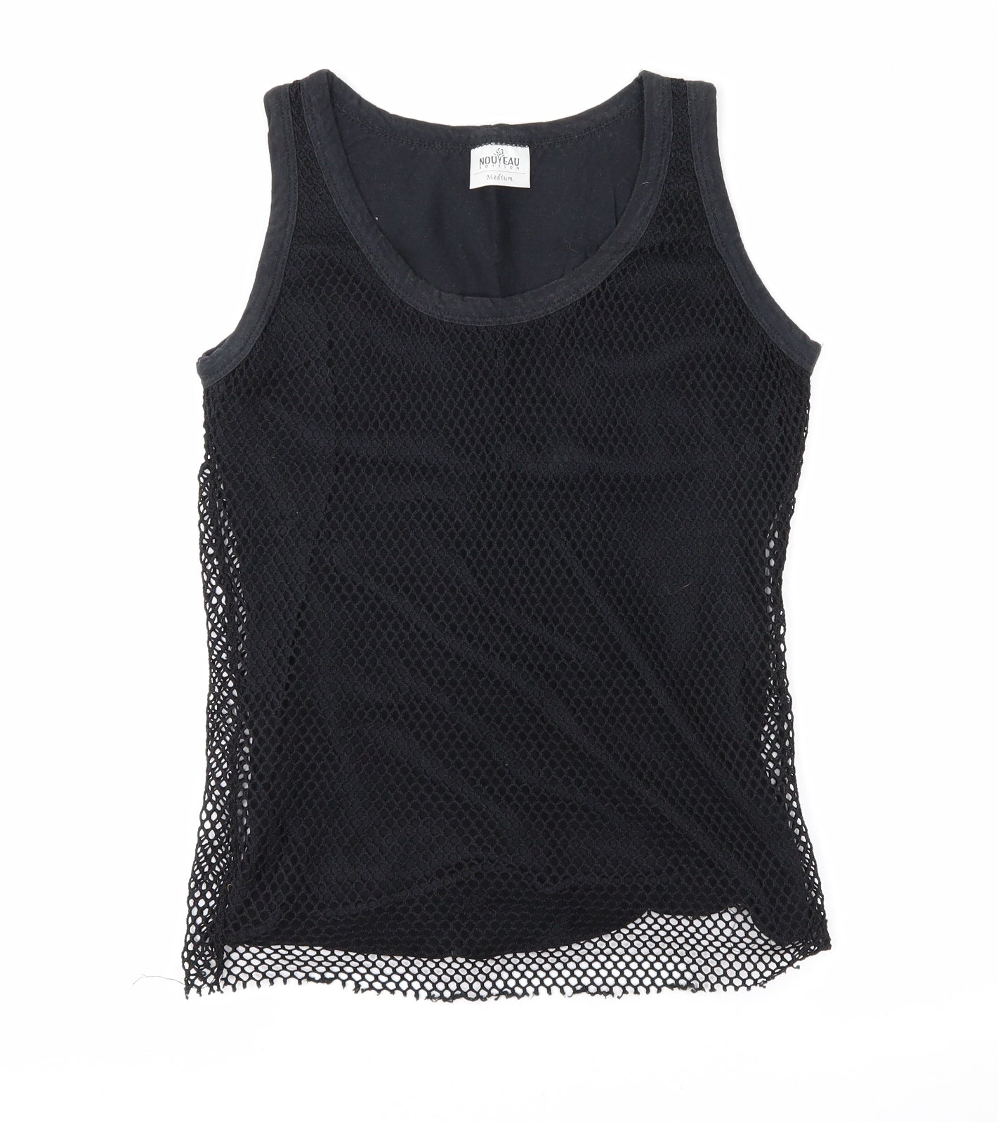 Nouveau Womens Black  Mesh Basic Tank Size M