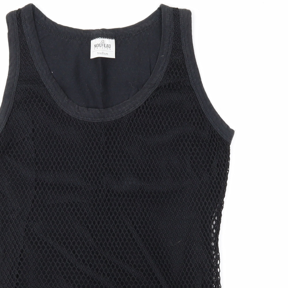 Nouveau Womens Black  Mesh Basic Tank Size M