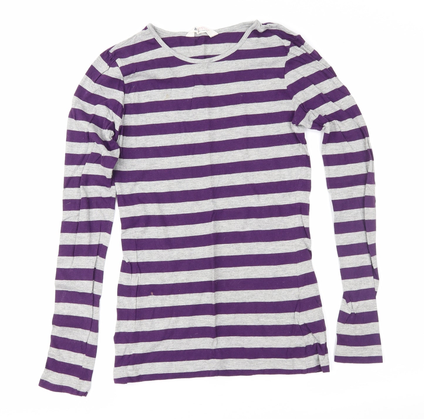 H&M Girls Purple Striped  Basic T-Shirt Size 13-14 Years