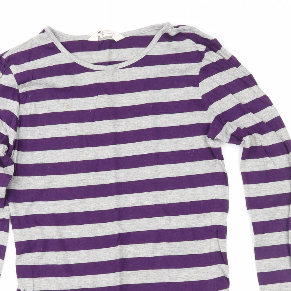 H&M Girls Purple Striped  Basic T-Shirt Size 13-14 Years