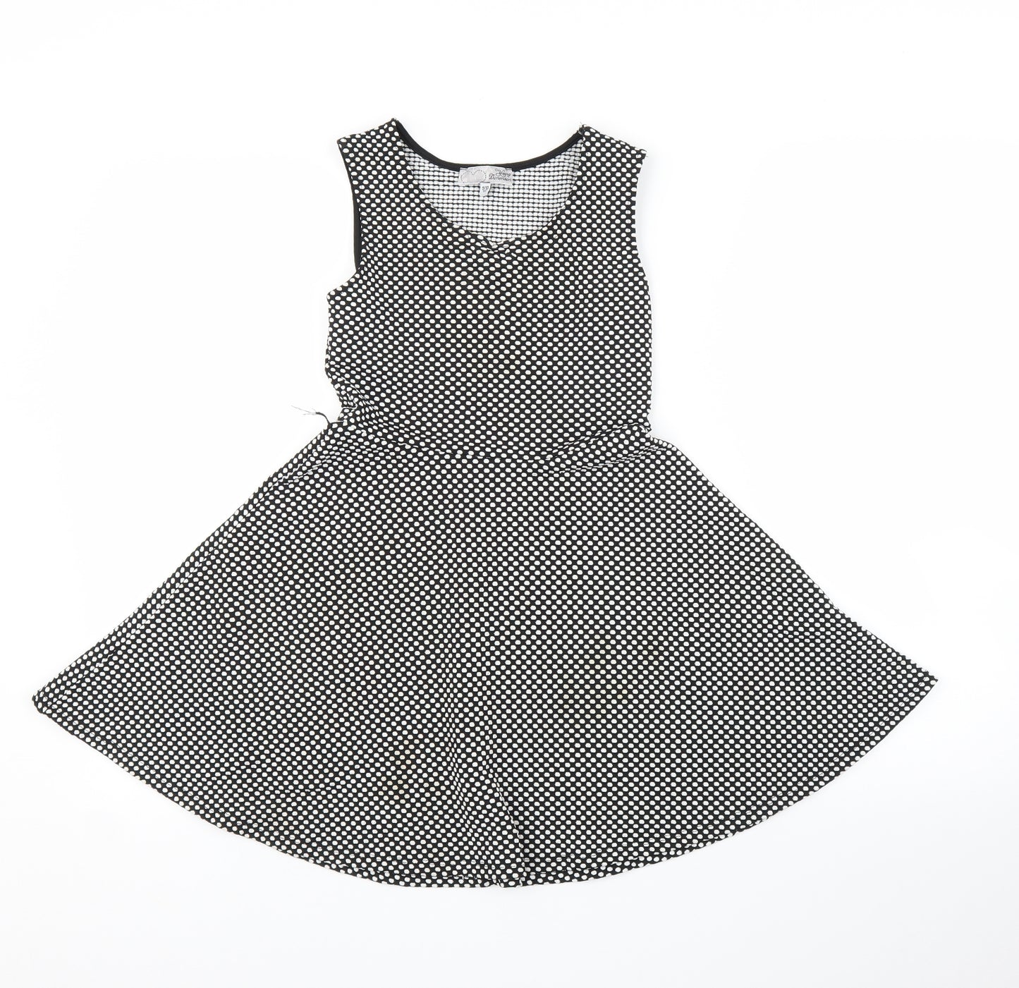 Young Dimension Girls Black Polka Dot  A-Line  Size 9-10 Years