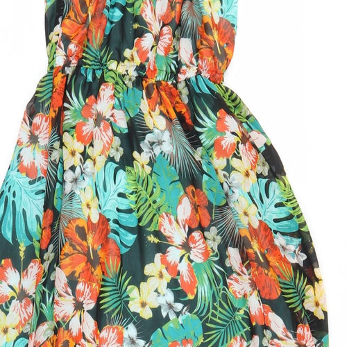 Miss Evie Girls Orange Floral  A-Line  Size 9-10 Years