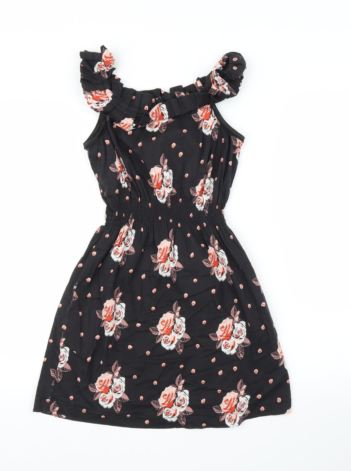 Apricot Girls Black Floral  A-Line  Size 12 Years