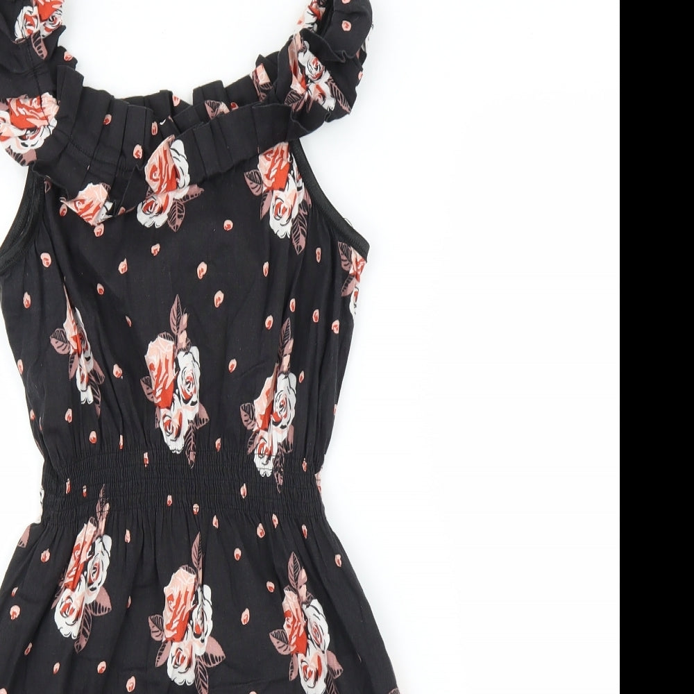 Apricot Girls Black Floral  A-Line  Size 12 Years