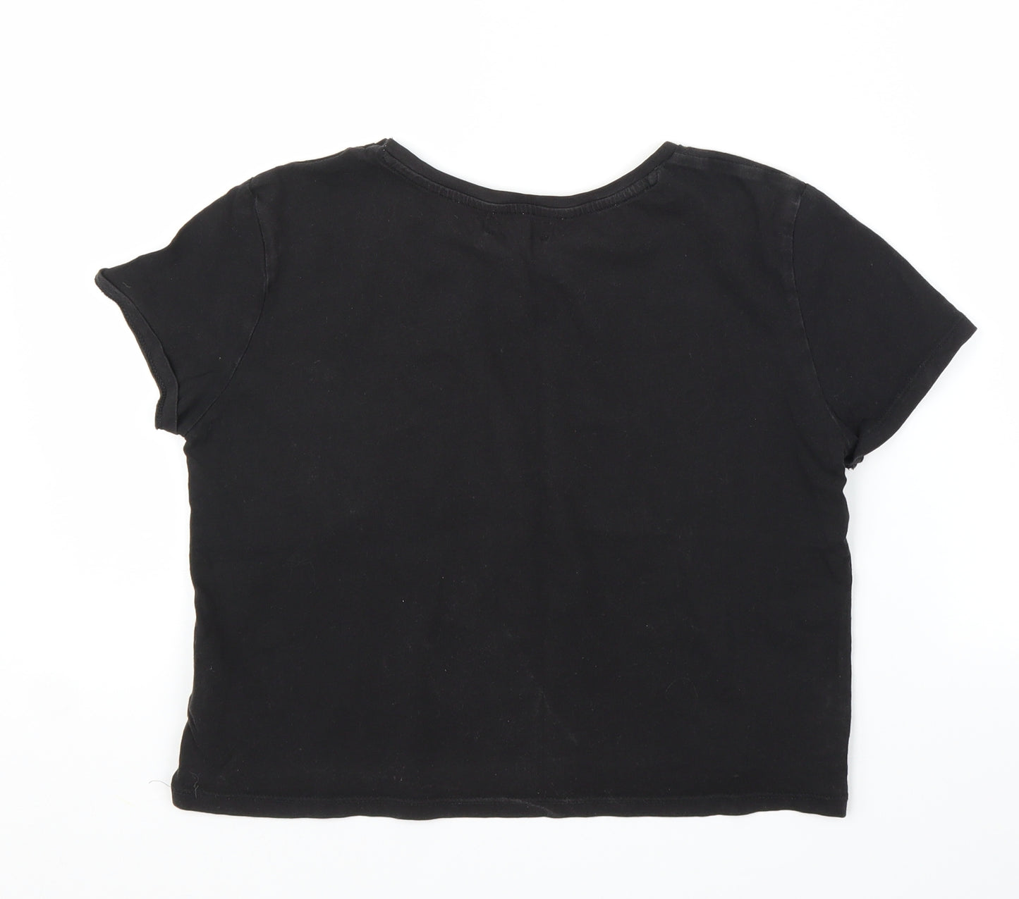 H&M Girls Black   Cropped T-Shirt Size 13 Years  - Unicorn