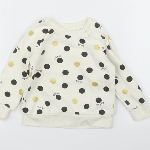 Primark Girls Ivory Polka Dot  Pullover Jumper Size 6-9 Months