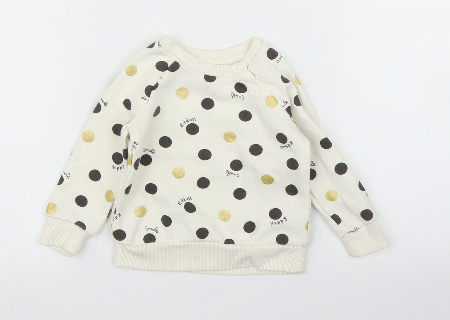 Primark Girls Ivory Polka Dot  Pullover Jumper Size 6-9 Months